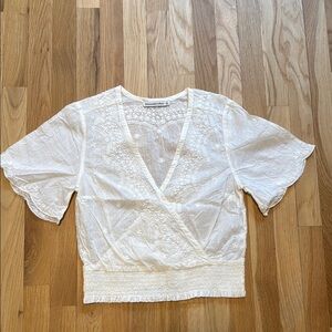 White Lace Detail Women's Top